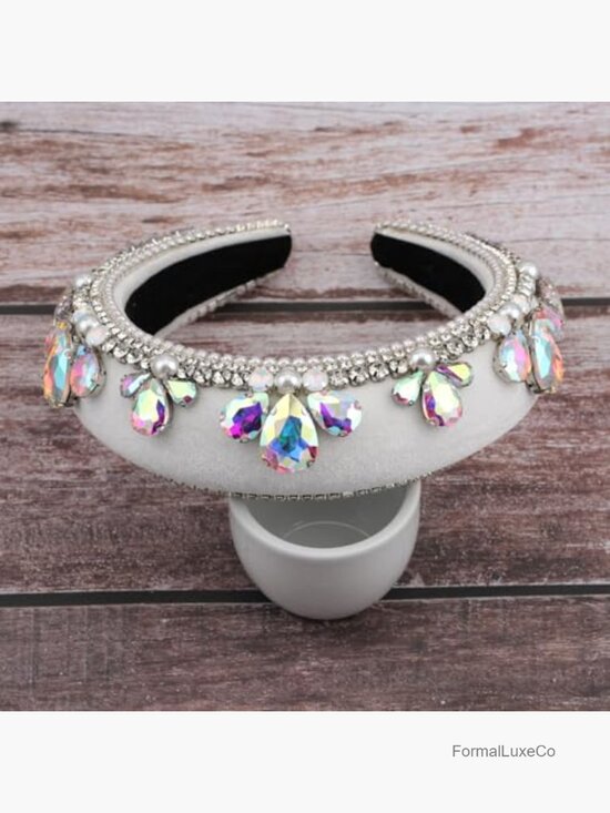 Vintage Baroque Crystal Pearl Padded Velvet Headband main image 4